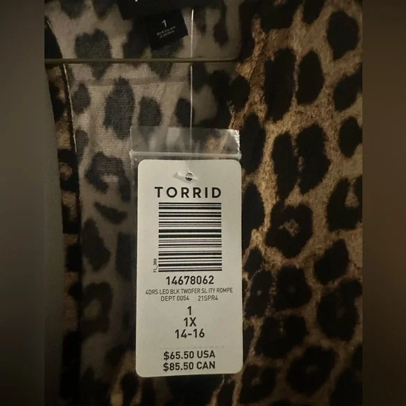 Torrid Leopard Print Romper with Black Accents - Picture 3 of 3
